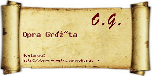 Opra Gréta névjegykártya